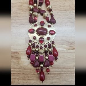 Chico's Gold and Red Statement Necklace